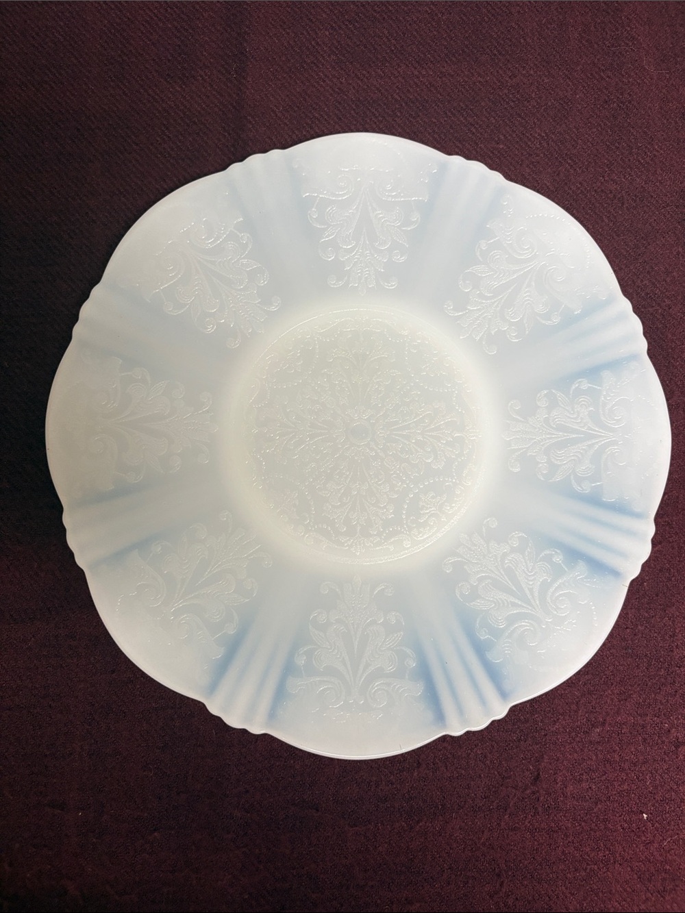 Macbeth-Evan Vintage White and Pale Blue Embossed Serving Plate